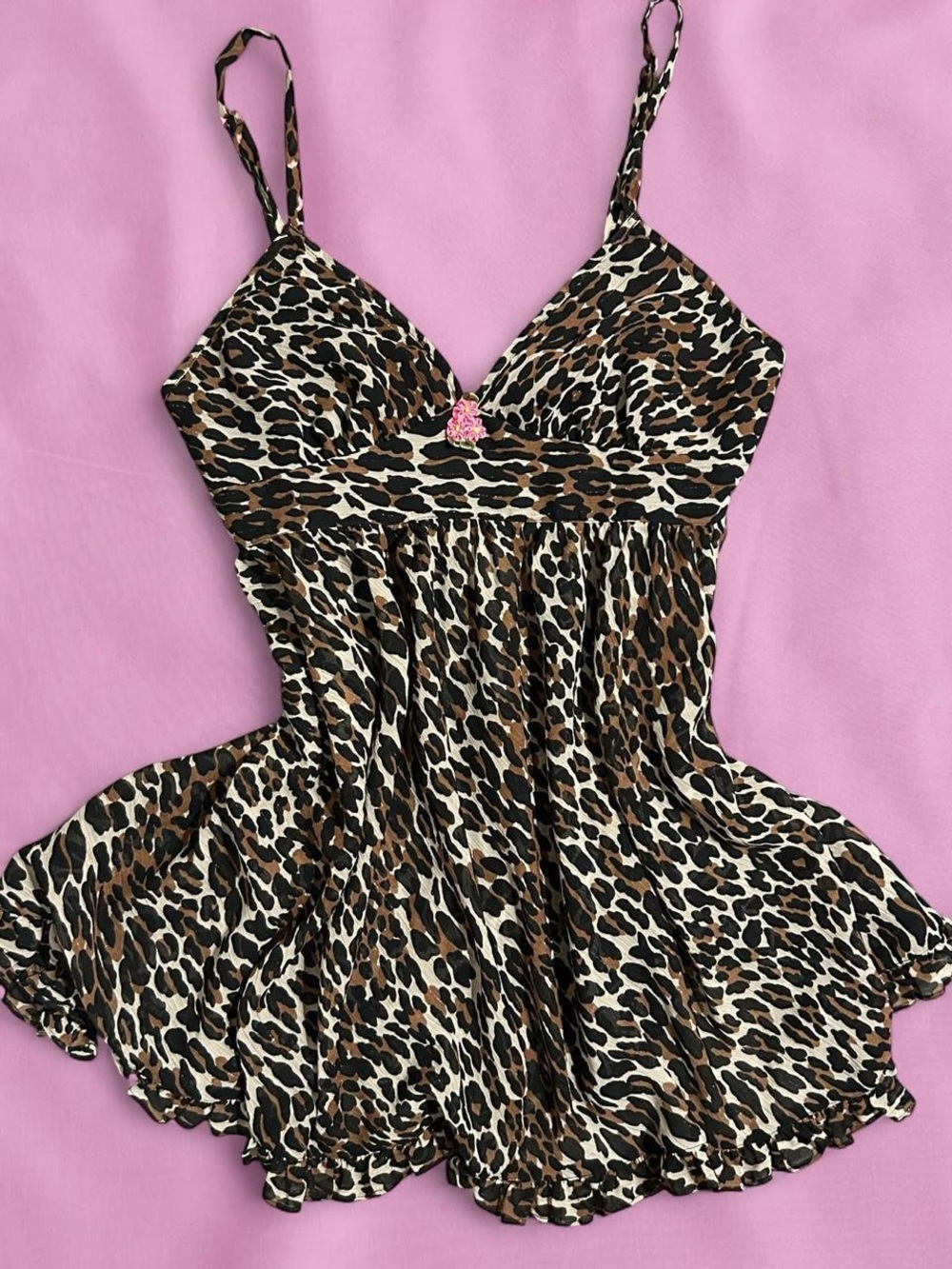 Leopard Print Women’s Chemise Nightdress - Brown/Black/White